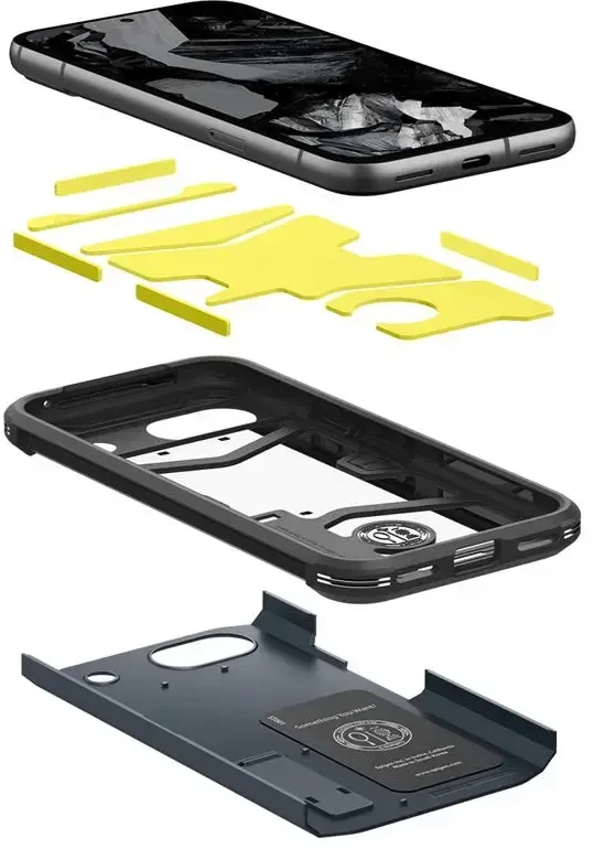 Dėklas Spigen Tvirtas šarvas, metalinis skalūno spalvos – „Google Pixel 8a“
