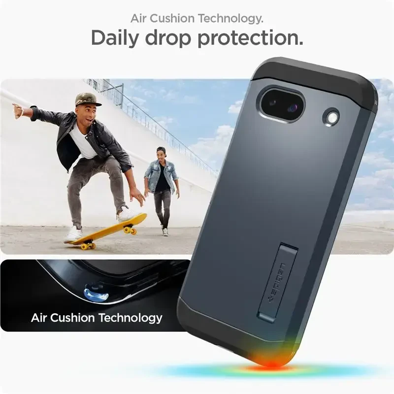 Dėklas Spigen Tvirtas šarvas, metalinis skalūno spalvos – „Google Pixel 8a“
