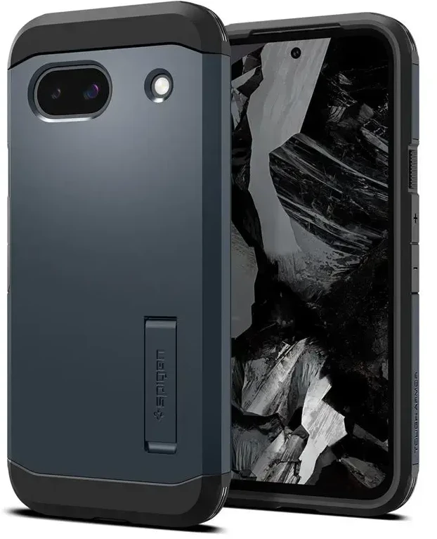 Dėklas Spigen Tvirtas šarvas, metalinis skalūno spalvos – „Google Pixel 8a“