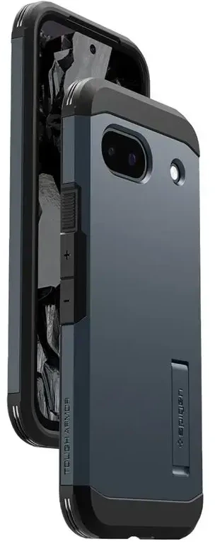 Dėklas Spigen Tvirtas šarvas, metalinis skalūno spalvos – „Google Pixel 8a“