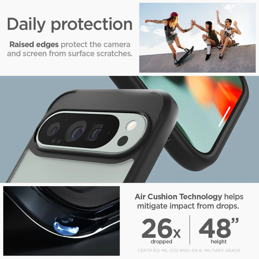 Google Pixel 9 Pro XL Spigen Ultra Hybrid Matte dėklas telefonui juodos spalvos