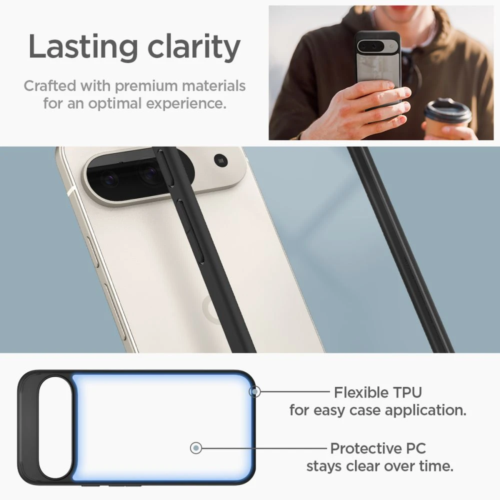 Spigen Ultra Hybrid – dėklas skirtas Google Pixel 9 / 9 Pro Matte Juodas
