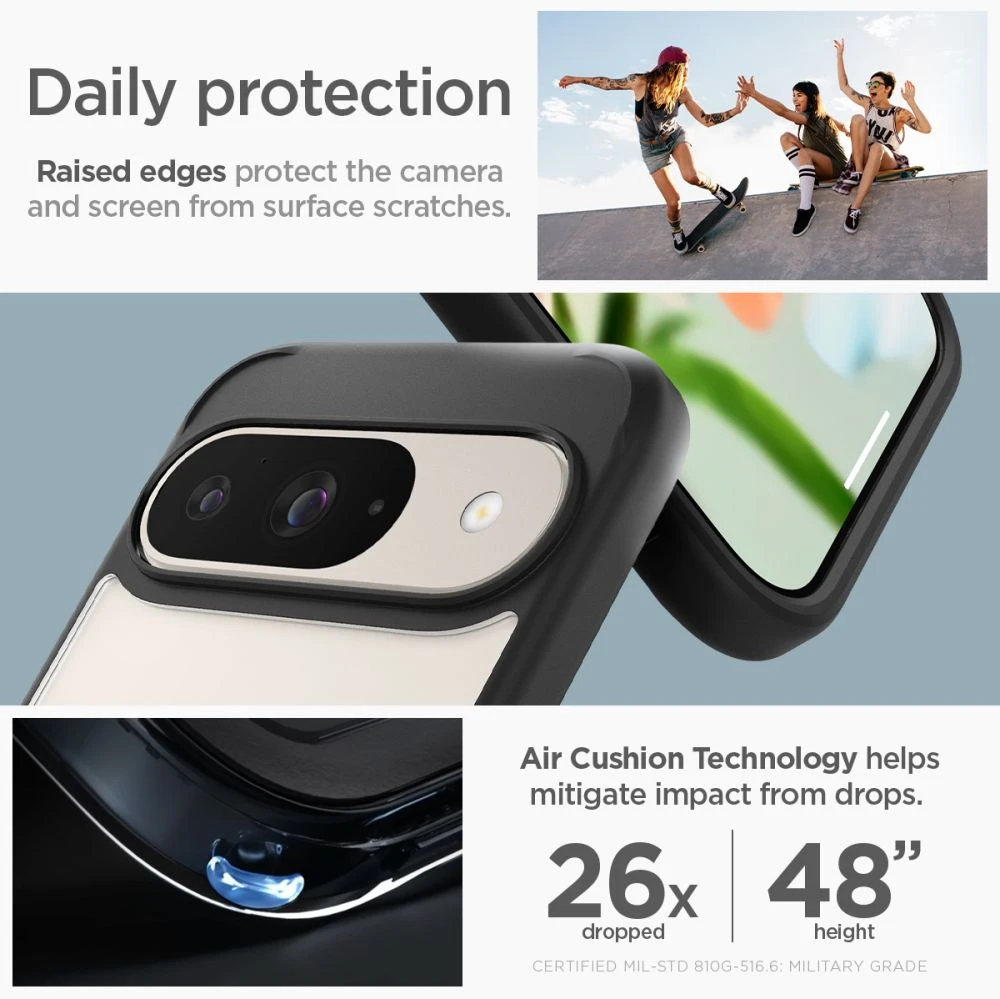 Spigen Ultra Hybrid – dėklas skirtas Google Pixel 9 / 9 Pro Matte Juodas