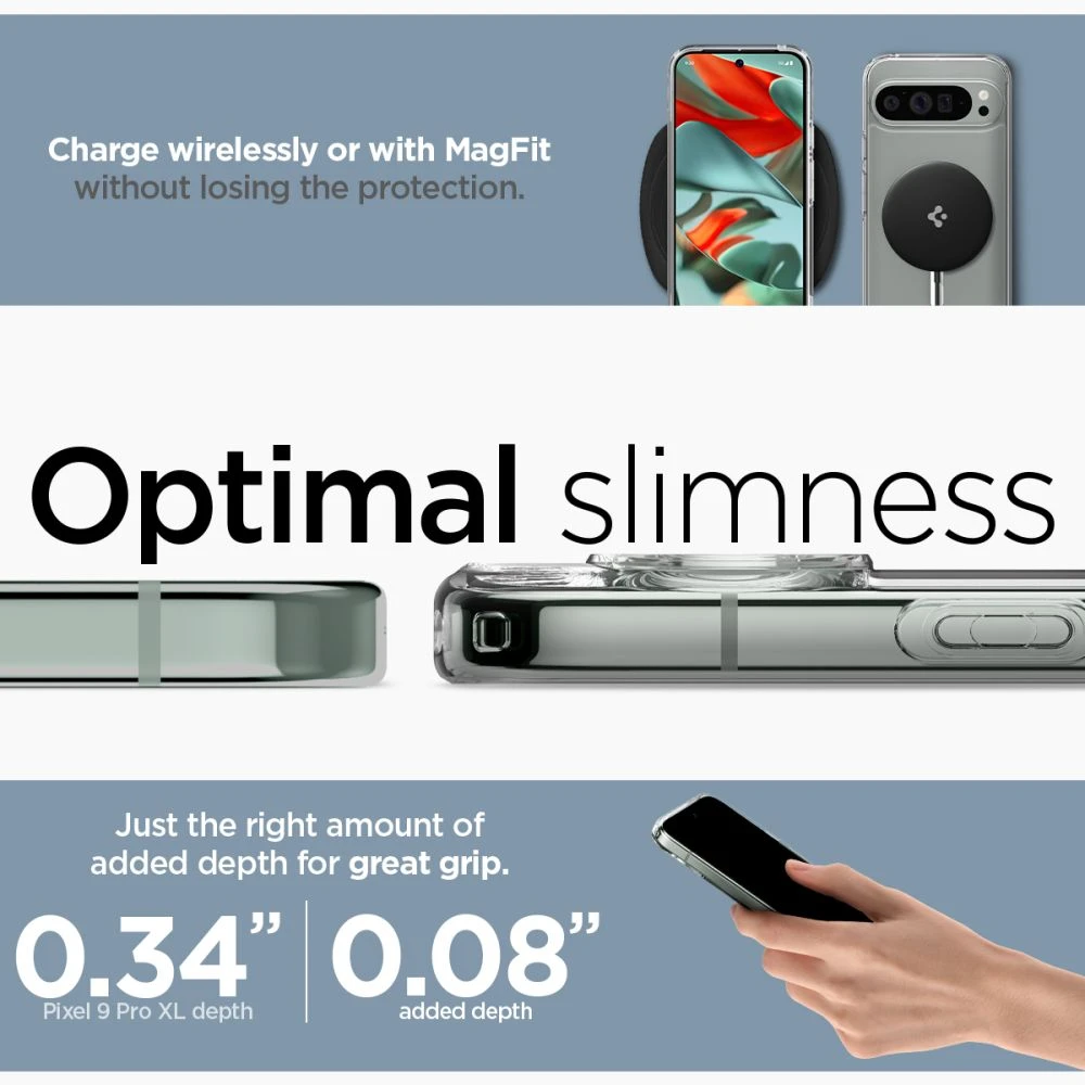 Spigen Ultra Hybrid OneTap Ring MagSafe – dėklas skirtas Google Pixel 9 Pro XL Baltas