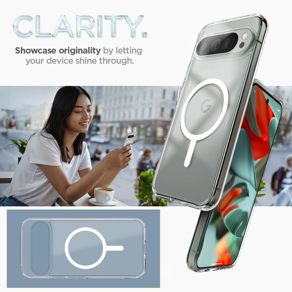 Spigen Ultra Hybrid OneTap Ring MagSafe – dėklas skirtas Google Pixel 9 Pro XL Baltas