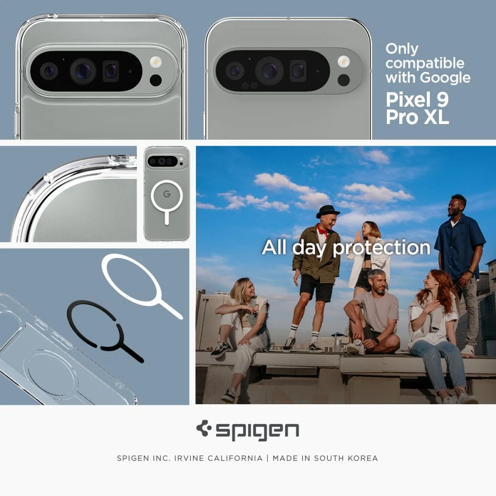 Spigen Ultra Hybrid OneTap Ring MagSafe – dėklas skirtas Google Pixel 9 Pro XL Baltas