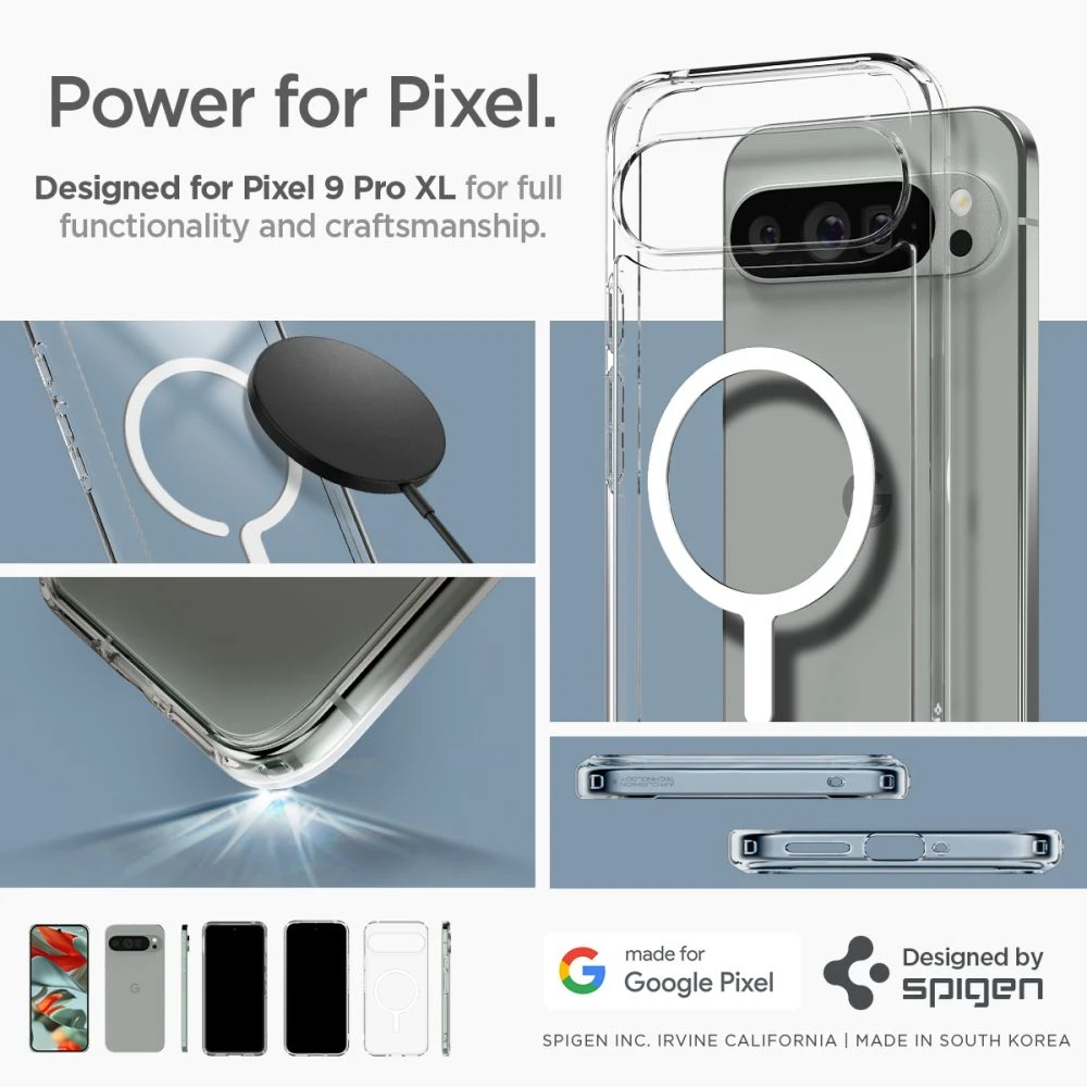 Spigen Ultra Hybrid OneTap Ring MagSafe – dėklas skirtas Google Pixel 9 Pro XL Baltas