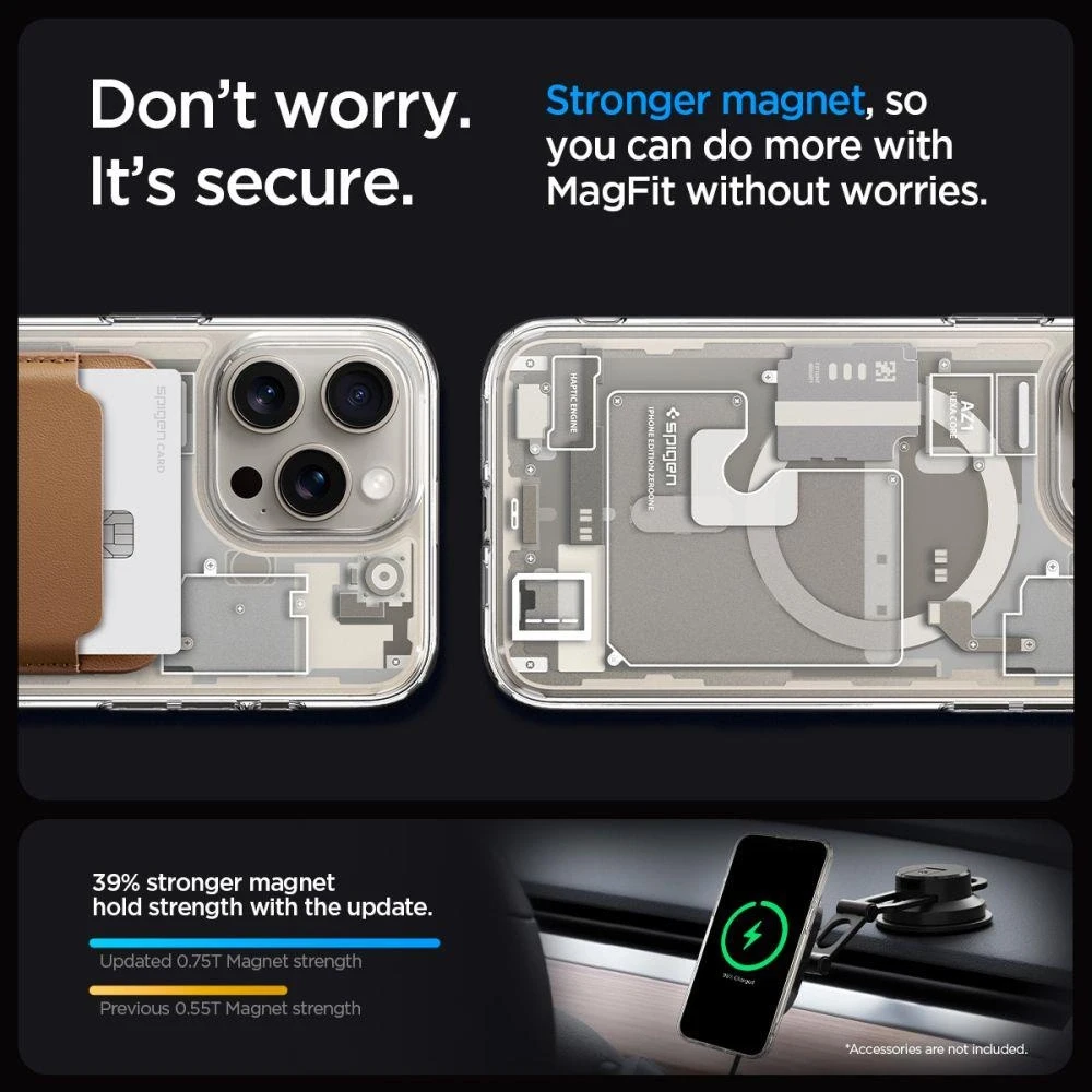 Spigen Ultra Hybrid Zero One (MagFit) dėklas skirtas Apple iPhone 15 Pro Max, spalva - Zero One Natural Titanium
