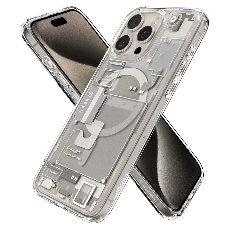 Spigen Ultra Hybrid Zero One (MagFit) dėklas skirtas Apple iPhone 15 Pro Max, spalva - Zero One Natural Titanium