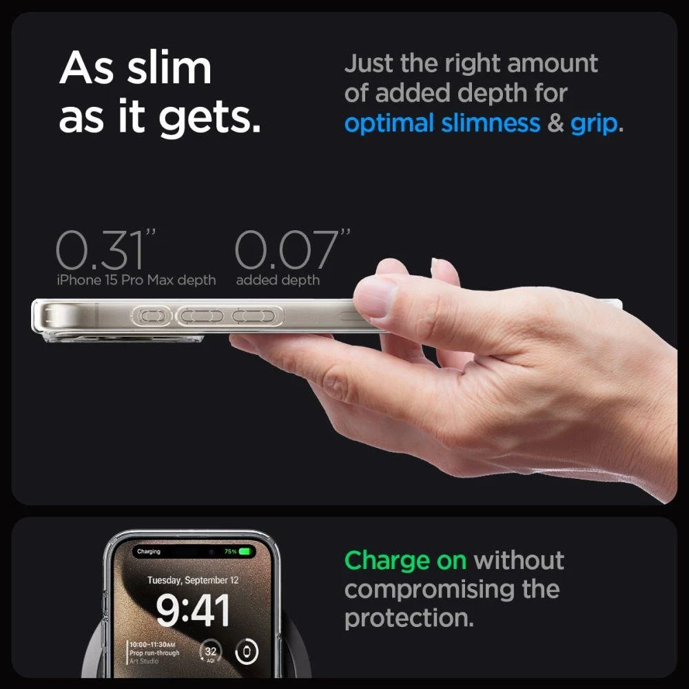 Spigen Ultra Hybrid Zero One (MagFit) dėklas skirtas Apple iPhone 15 Pro Max, spalva - Zero One Natural Titanium