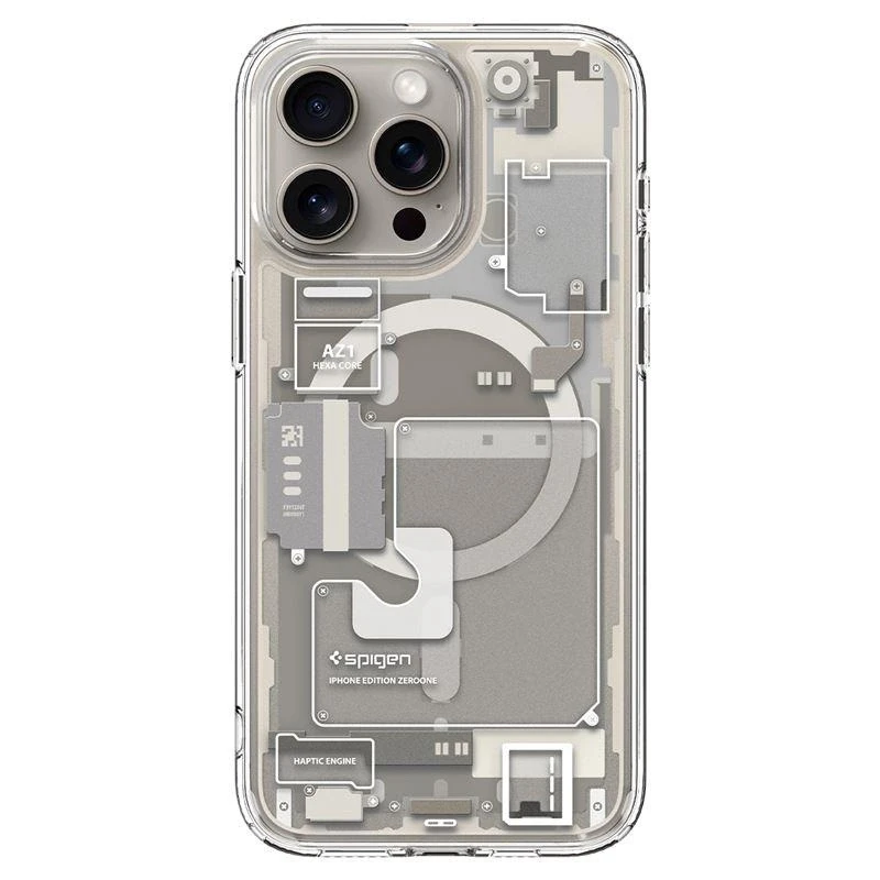 Spigen Ultra Hybrid Zero One (MagFit) dėklas skirtas Apple iPhone 15 Pro, spalva - Zero One Natural Titanium