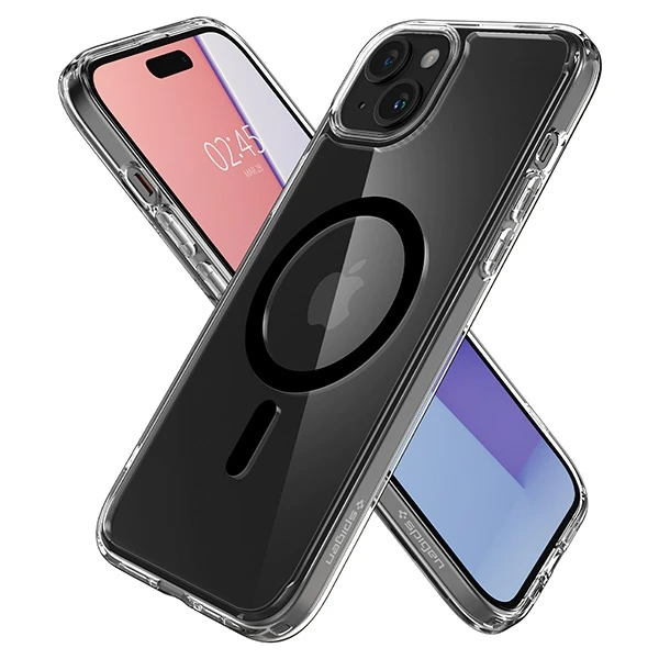 Spigen Ultra Hybrid (MagFit) dėklas skirtas Apple iPhone 15 Plus, Juoda spalva aprašymas - Prekės nuotrauka