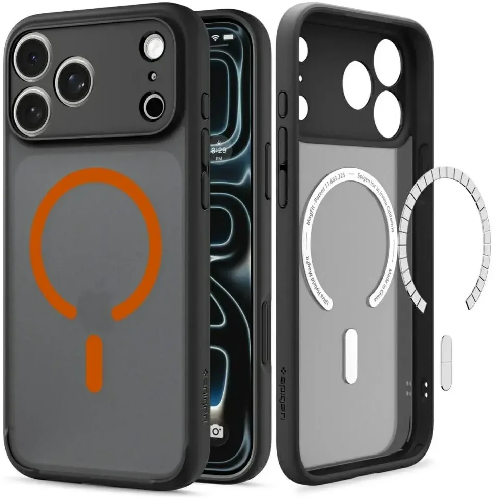 Dėklas Spigen Ultra Hybrid Mag MagSafe do iPhone 18 Pro Max / 17 Pro Max juoda-oranžinė