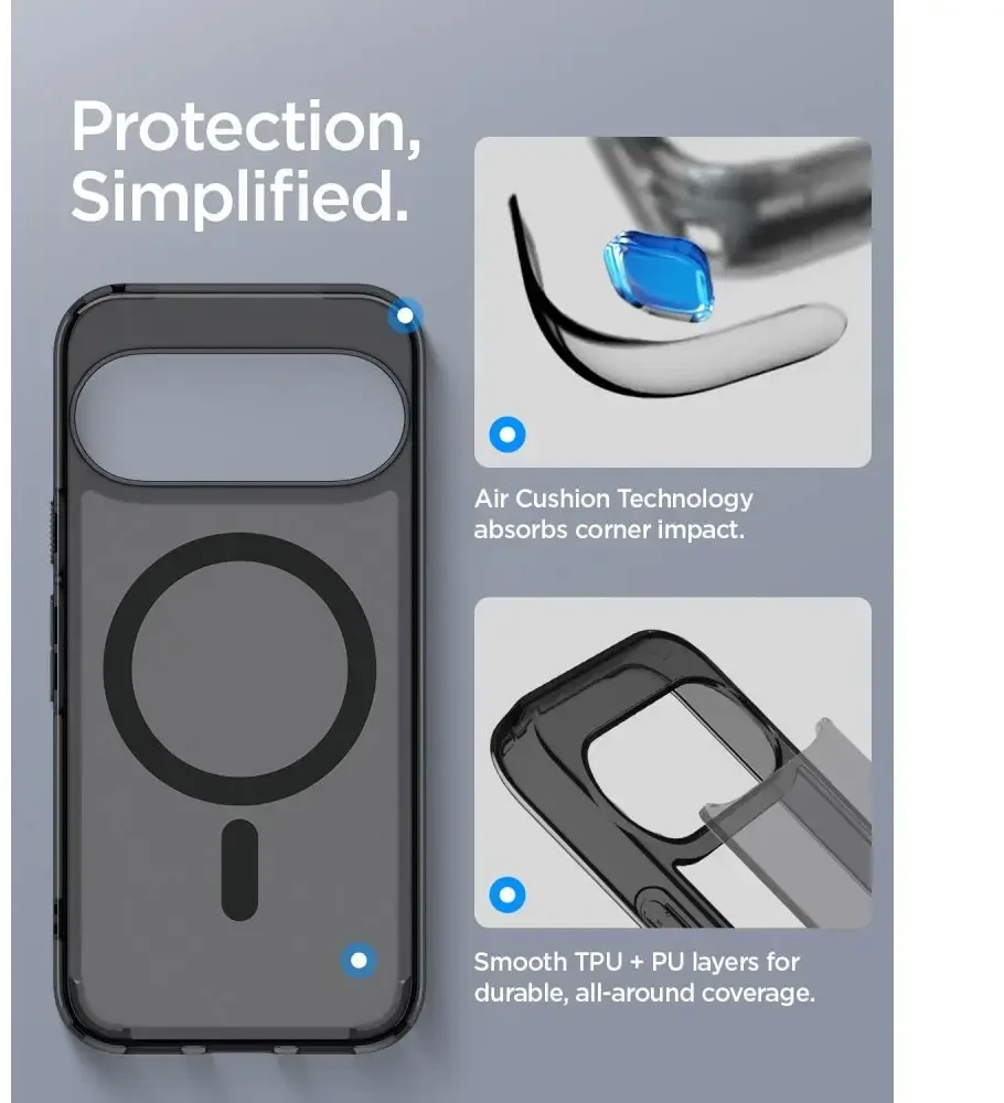 SPIGEN ULTRA HYBRID MAG MAGSAFE GOOGLE PIXEL 11 DĖKLAS FROST Juodas