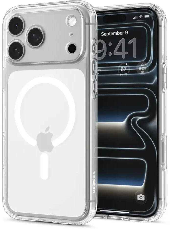 Dėklas Spigen Ultra Hybrid MagSafe, clear baltas – iPhone 18 Pro/17 Pro
