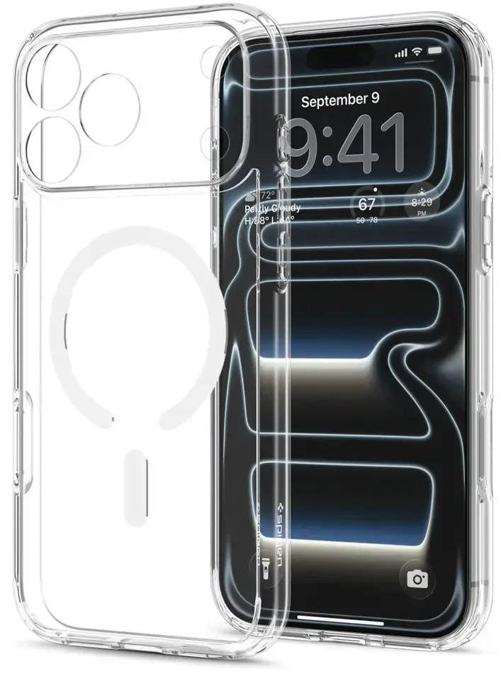 Dėklas Spigen Ultra Hybrid MagSafe, clear baltas – iPhone 18 Pro/17 Pro
