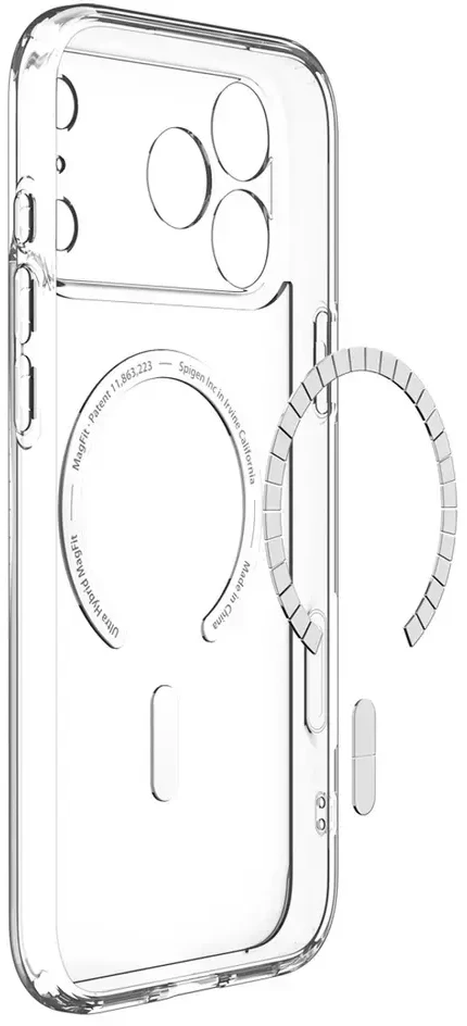 Dėklas Spigen Ultra Hybrid MagSafe, skaidrus baltas – iPhone 18 Pro/17 Pro