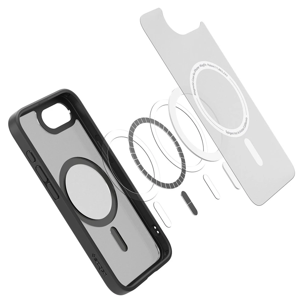 „Spigen Ultra Hybrid MagSafe“ dėklas, skirtas „iPhone 16e / 17e“ – juodas, permatomas