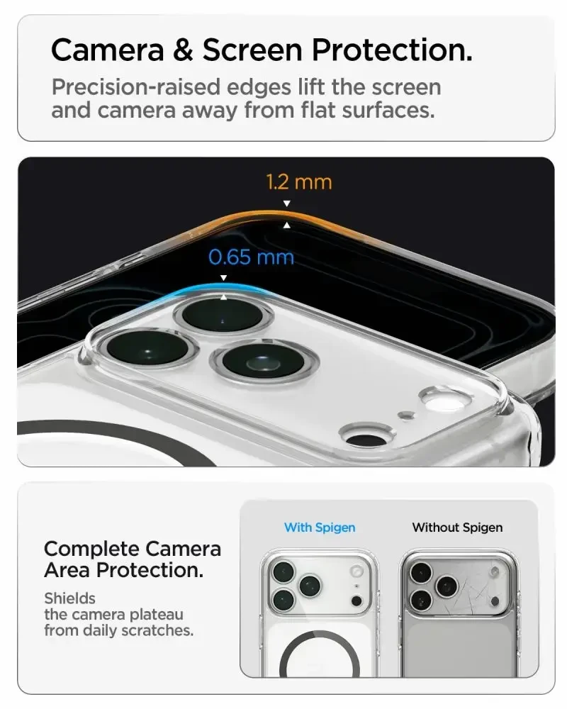 Dėklas Spigen Ultra Hybrid MagSafe iPhone 17 Pro Max / 18 Pro Max SKAIDRUS/GRAFITO