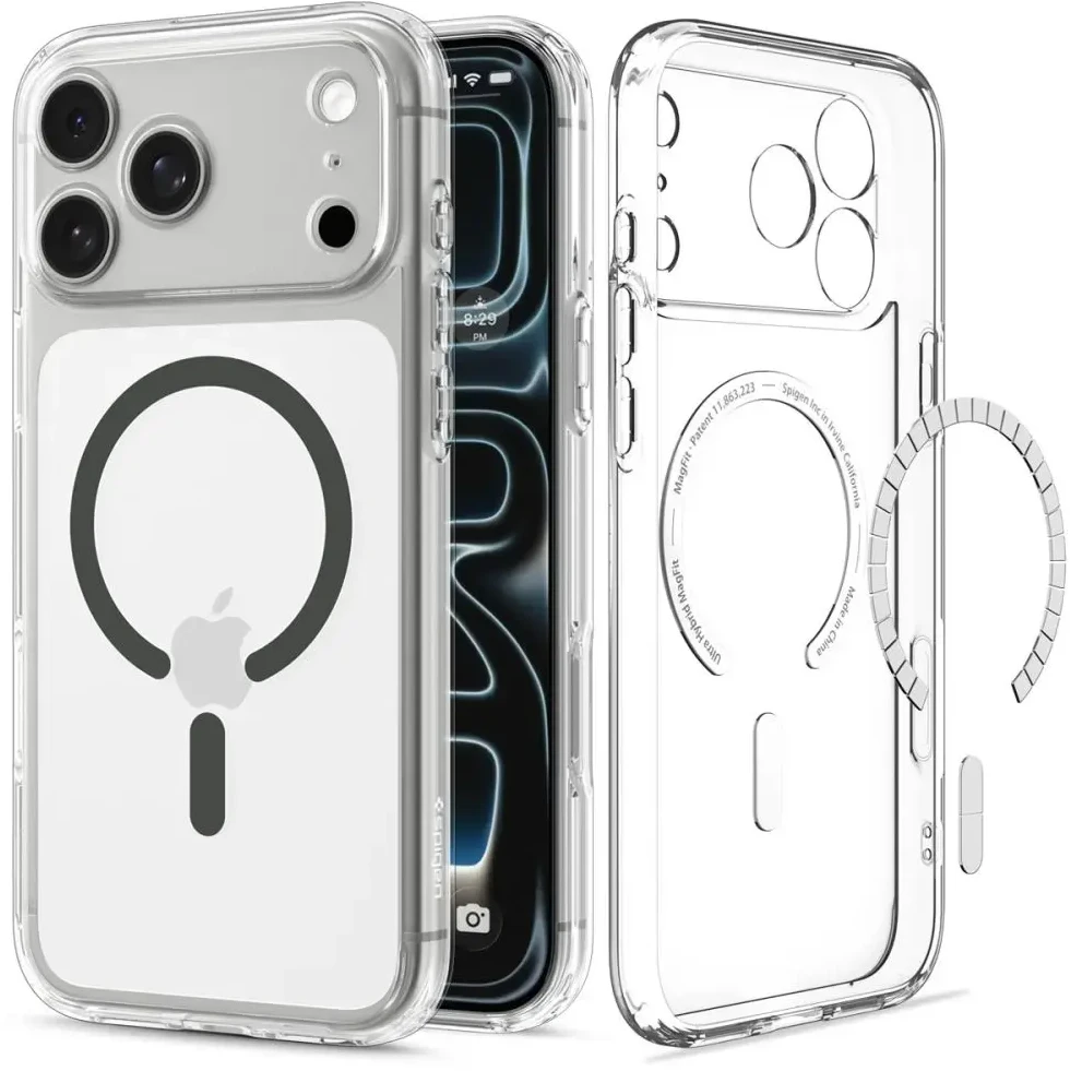 Dėklas Spigen Ultra Hybrid MagSafe iPhone 17 Pro Max / 18 Pro Max SKAIDRUS/GRAFITO