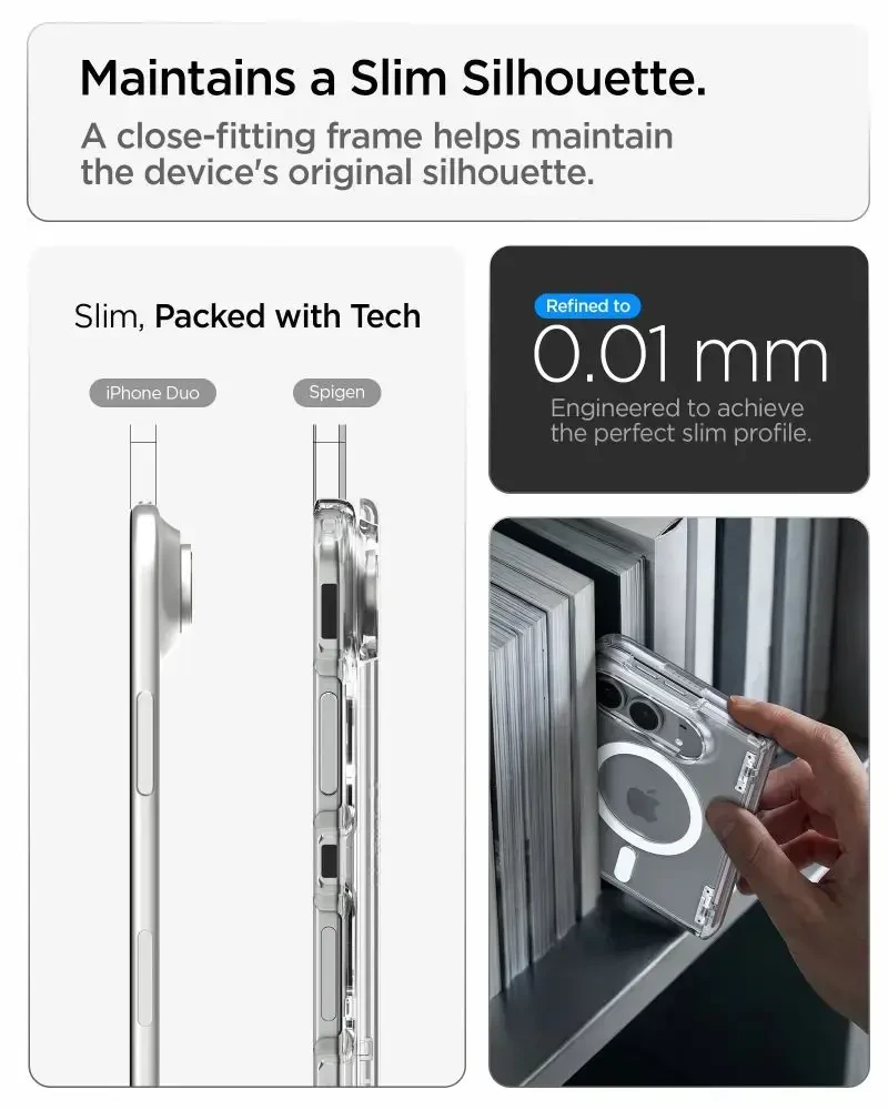 Spigen ULTRA HYBRID PRO MagSafe iPhone DĖKLAS SKAIDRUS/Baltas