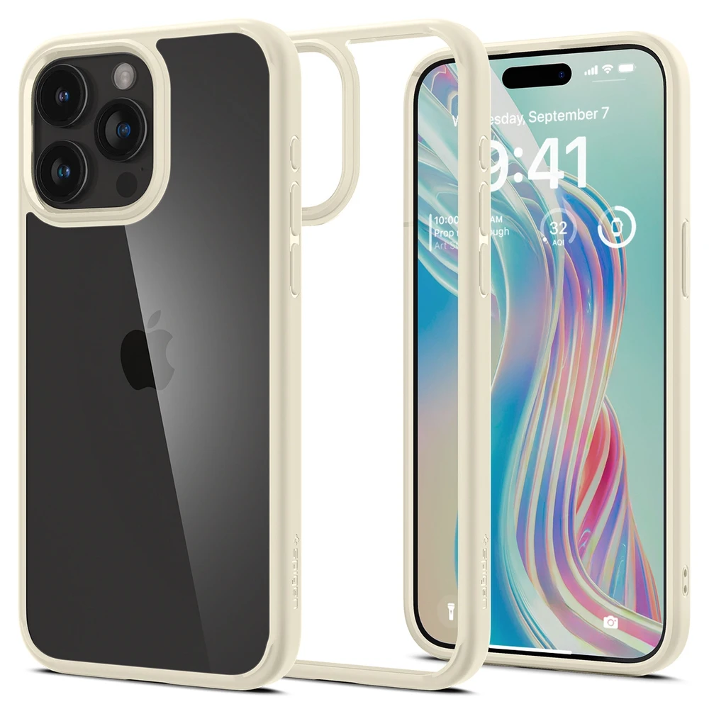 Dėklas Spigen Ultra Hybrid for iPhone 15 Pro Mute rusvai gelsvas