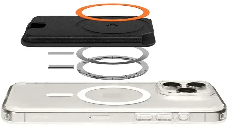 Dėklas Spigen Valentinus MagSafe 3 kortelių piniginė, juoda
