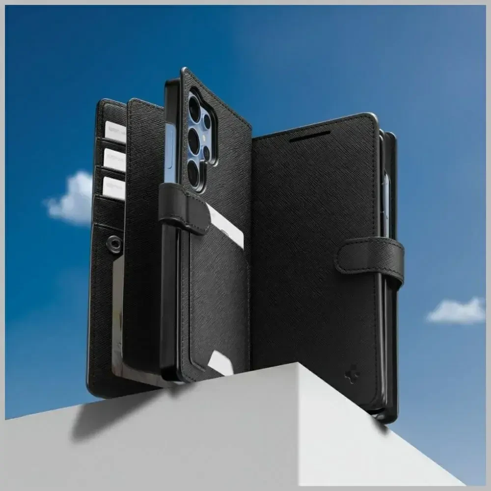 Spigen Wallet „S” Samsung Galaxy S25 Ultra dėklas telefonui juodos spalvos