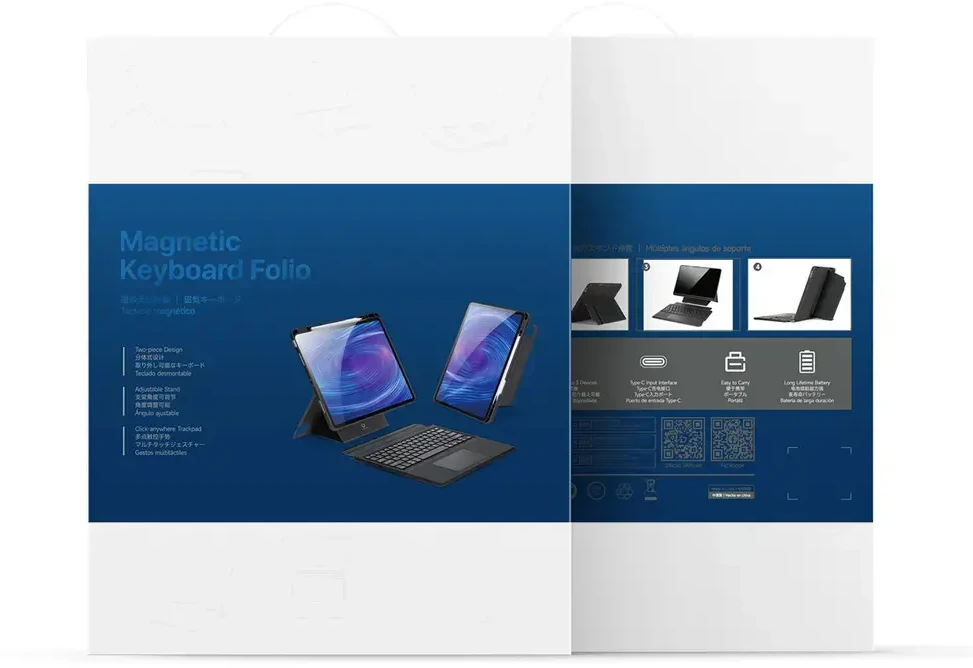 Dėklas su klaviatūra Dux Ducis (DK series) skirtas Samsung Tab S10 FE+ (Plus) su pašvietimu – juodos spalvos
