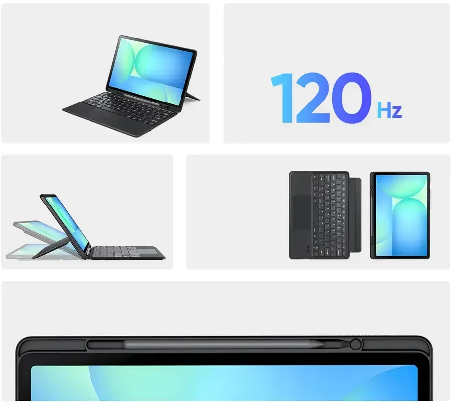 Dėklas su klaviatūra Dux Ducis (DK series) skirtas Samsung Tab S10 FE+ (Plus) su pašvietimu – juodos spalvos