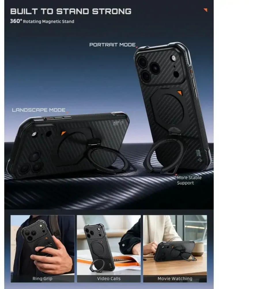 SUPCASE AERO MAG MagSafe iPhone 17 PRO MAX / 18 PRO MAX ARAMIDINIS DĖKLAS Juodas