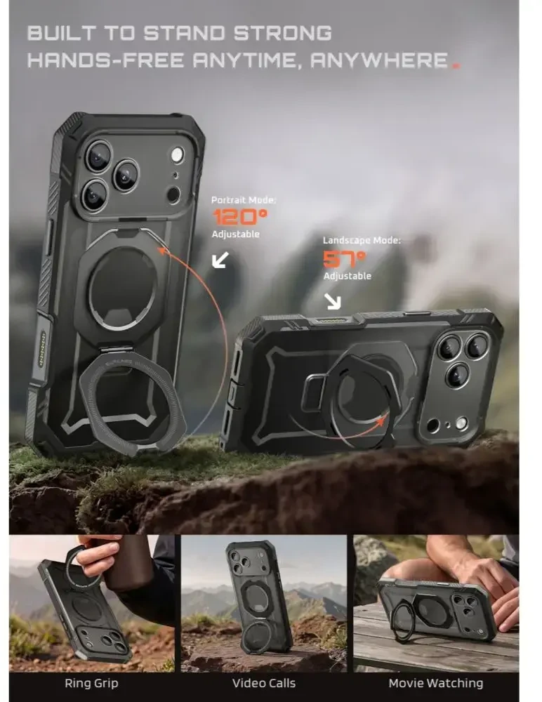 Dėklas SUPCASE GRIP PRO MAG MAGSAFE IPHONE 17 PRO / 18 PRO Juodas