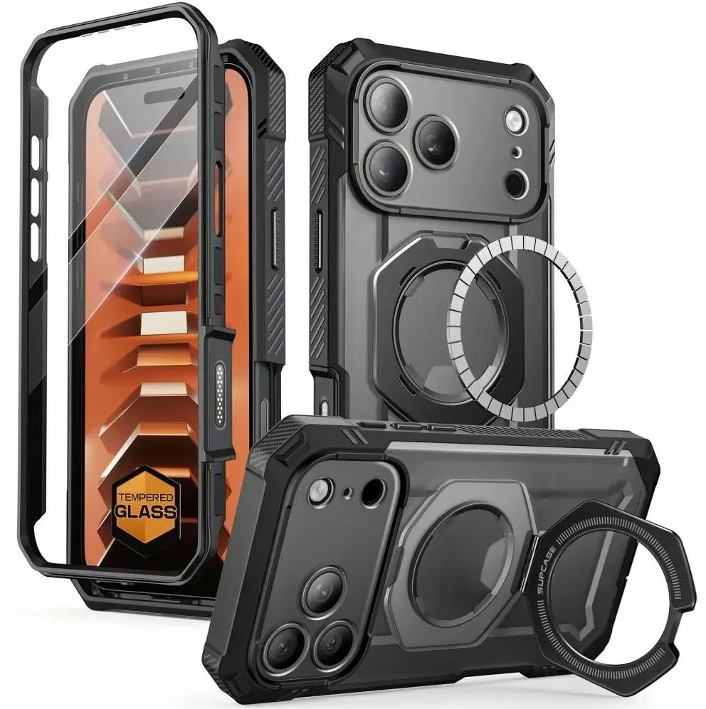 Dėklas SupCase GRIP Pro MAG MagSafe iPhone 17 Pro Max / 18 Pro Max Juodas