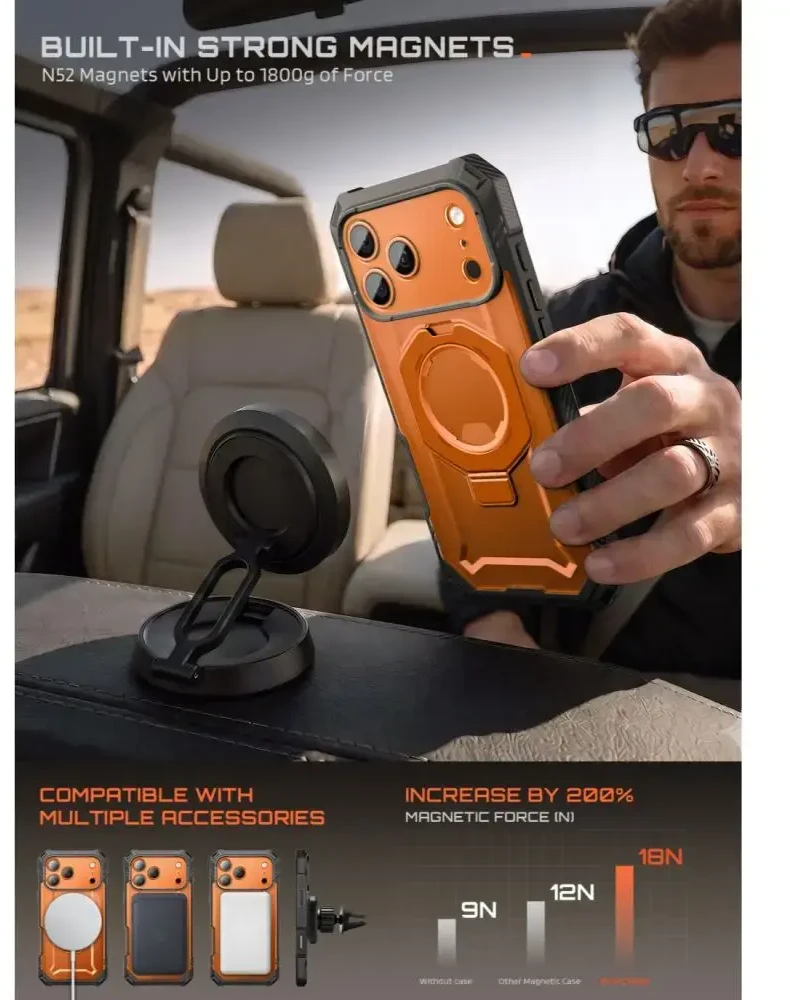 Dėklas SupCase GRIP Pro MAG MagSafe iPhone 17 Pro Max / 18 Pro Max KORALINIS