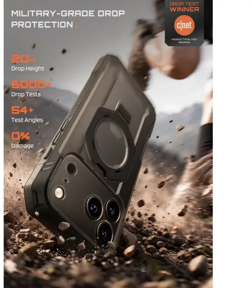 Dėklas SUPCASE GRIP PRO MAG MAGSAFE IPHONE 17 PRO / 18 PRO Juodas