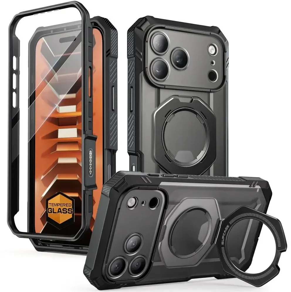 Dėklas SupCase GRIP Pro MAG MagSafe iPhone 17 Pro Max / 18 Pro Max Juodas