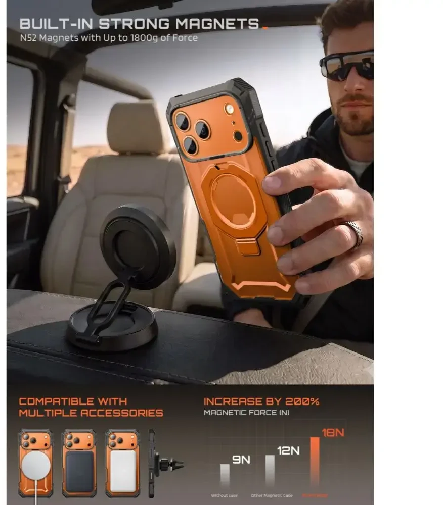 Dėklas SupCase GRIP Pro MAG MagSafe iPhone 17 Pro / 18 Pro KORALINIS
