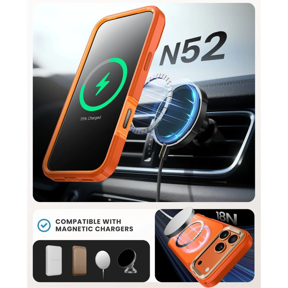 Supcase Dėklas „Iblsn Ares Flip Mag Magsafe iPhone 17 Pro Max“ – koralų spalvos