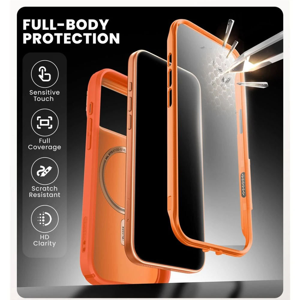 Supcase Dėklas „Iblsn Ares Flip Mag Magsafe iPhone 17 Pro Max“ – koralų spalvos