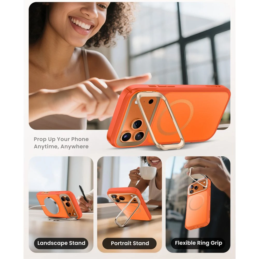 Supcase Dėklas „Iblsn Ares Flip Mag Magsafe iPhone 17 Pro Max“ – koralų spalvos