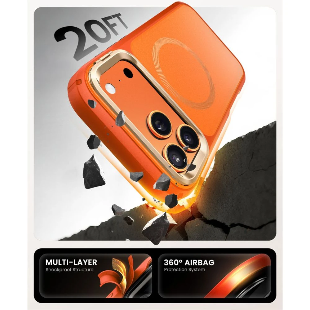 Supcase Dėklas „Iblsn Ares Flip Mag Magsafe iPhone 17 Pro Max“ – koralų spalvos