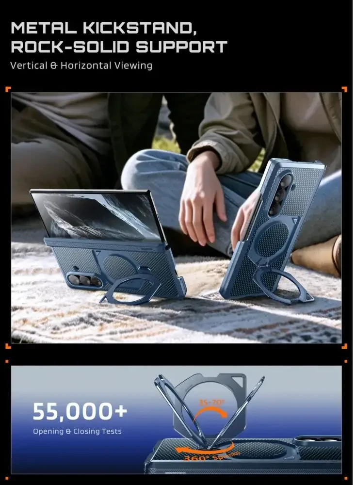 Dėklas Supcase UB Aero MagSafe 2-Set Case for Samsung Galaxy Z Fold 8 Ultra - Navy Mėlyna