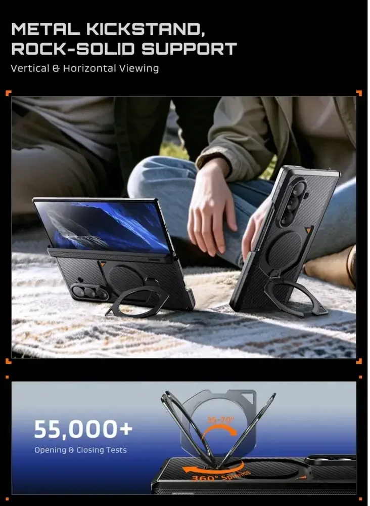Dėklas SUPCASE UB AERO MAGSAFE 2-SET GALAXY Z FOLD 8 ULTRA ARAMID Juodas