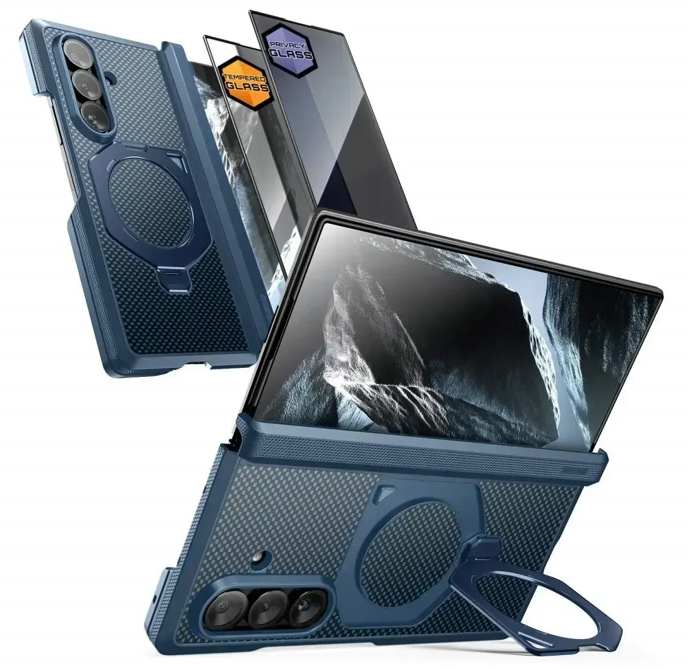 Dėklas Supcase UB Aero MagSafe 2-Set Case for Samsung Galaxy Z Fold 8 Ultra - Navy Mėlyna
