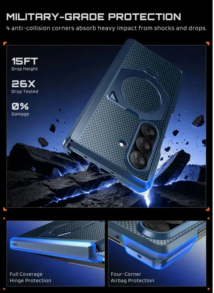 Dėklas Supcase UB Aero MagSafe 2-Set Case for Samsung Galaxy Z Fold 8 Ultra - Navy Mėlyna