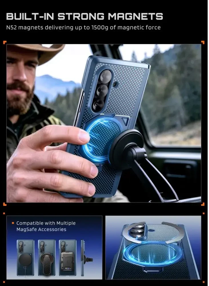 Dėklas Supcase UB Aero MagSafe 2-Set Case for Samsung Galaxy Z Fold 8 Ultra - Navy Mėlyna