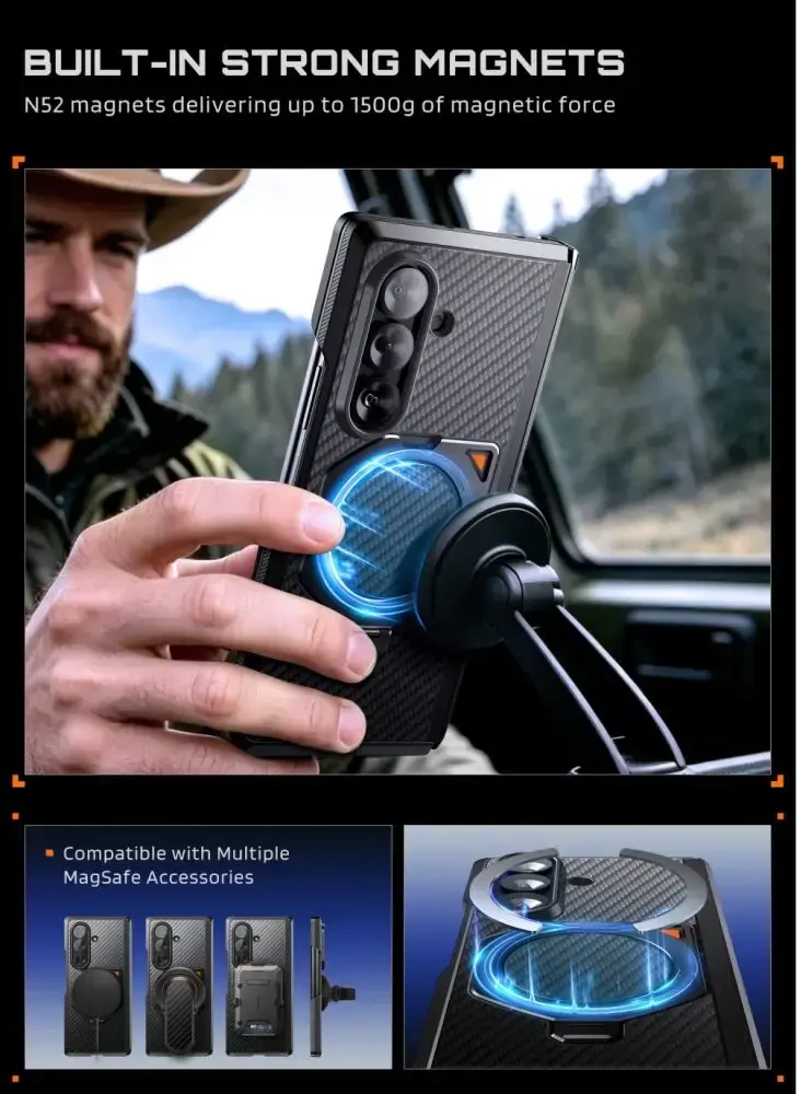 Dėklas SUPCASE UB AERO MAGSAFE 2-SET GALAXY Z FOLD 8 ULTRA ARAMID Juodas