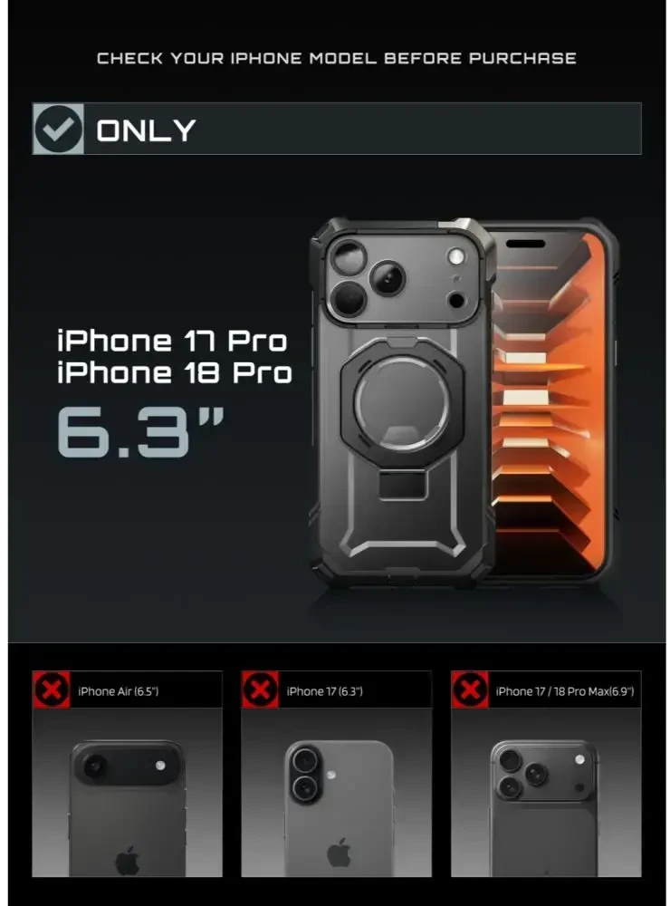 Dėklas SupCase UB GRIP MAG MagSafe iPhone 17 Pro / 18 Pro Juodas