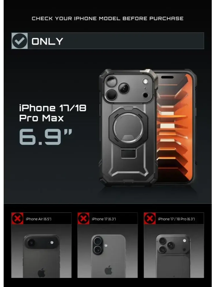 SupCase UB GRIP MAG MagSafe iPhone 17 Pro Max / 18 Pro Max DĖKLAS Juodas