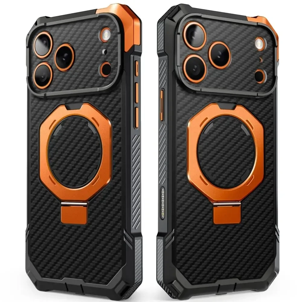 SUPCASE UB GRIP MAG MagSafe iPhone 17 PRO MAX / 18 PRO MAX ARAMIDINIS DĖKLAS Juodas/ORANŽINIS